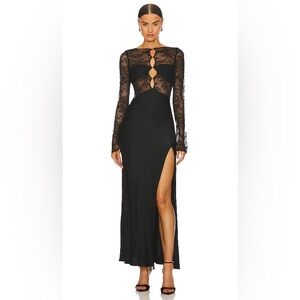 Bec and Bridge Nora Lace L/S Maxi Dress in Black - 8 / Black- worn once